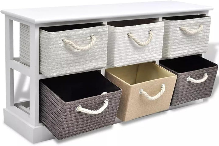 Festnight Aufbewarhungsbank 6 Schubladen Kommode Aufbewahrungsbox Schrank Holz 95 x 28 x 47 cm