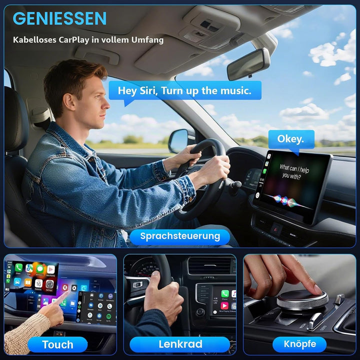 Wireless und CarPlay Adapter, Schnelles Konvertieren von Wired CarPlay, Plug and Play, Auto-Verbindu