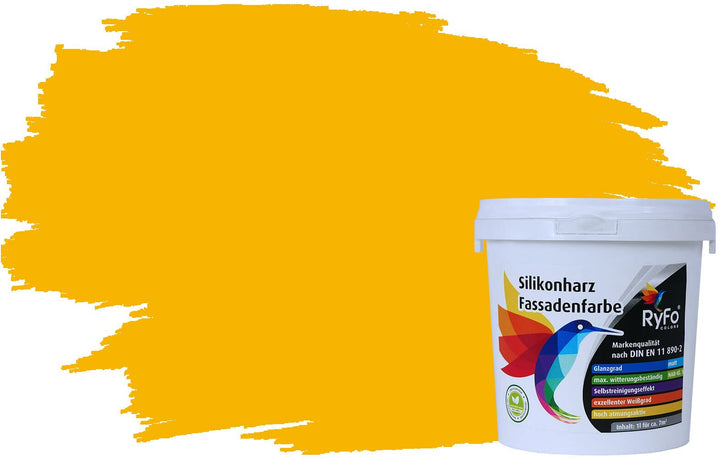 RyFo Colors Silikonharz Fassadenfarbe Lotuseffekt Trend Rapsgelb 1l - bunte Fassadenfarbe, weitere G