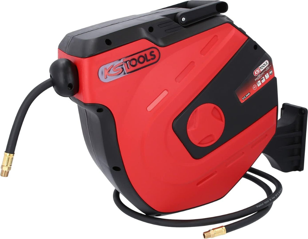KS Tools 515.3440 Automatischer Druckluftschlauch-Aufroller, Ø 10mm x 15m Single, Single