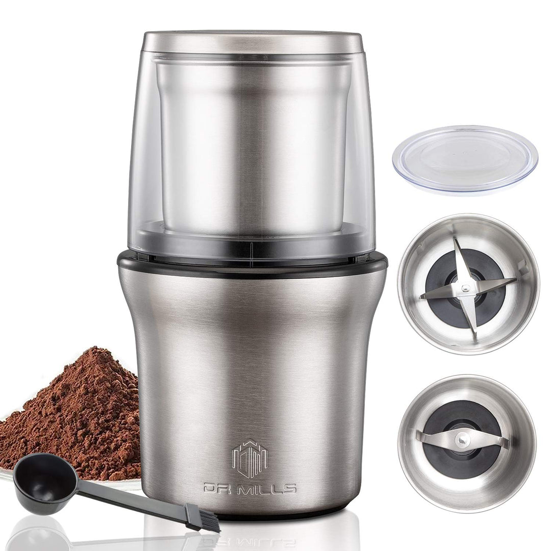 DR MILLS DM-7412M Elektrische Gewürz- und Kaffeemühle, Mühle und Hackmesser, abnehmbarer Becher, abw
