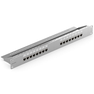deleyCON 16 Port CAT7 Patchpanel SET Patchfeld Verteilerfeld Modular 1 HE 19" Zoll Rackeinbau + 16x