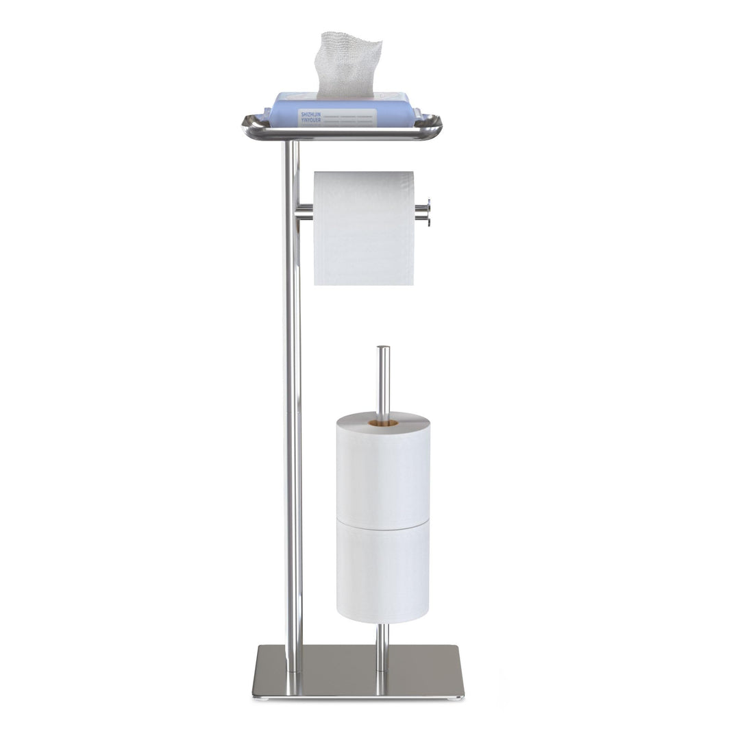 Freistehender Toilettenpapierhalter mit Ablagefläche Oben, Silber Toilettenpapierhalterständer, Bode