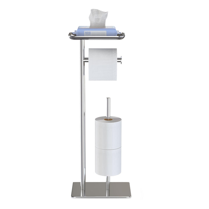 Freistehender Toilettenpapierhalter mit Ablagefläche Oben, Silber Toilettenpapierhalterständer, Bode