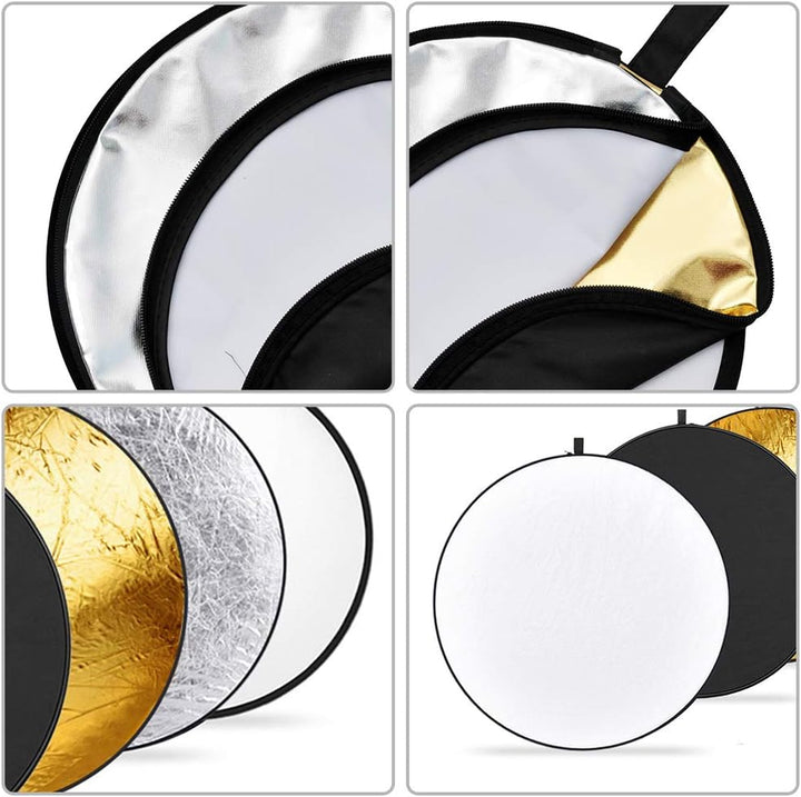 GODOX 110cm Rund Reflektor Tragbarer Multi Disk Licht-Reflektor 5 in 1 Faltbare Reflektoren Set mit