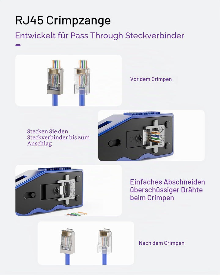 VCE GJ670BL Professionell Netzwerk Werkzeug RJ45 Crimpzange Netzwerkkabelzange