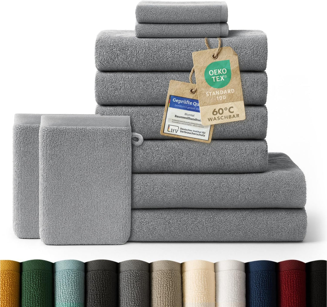 Blumtal Premium Frottier Handtücher Set mit Aufhängschlaufen - Baumwolle Oeko-TEX Zertifiziert, weic