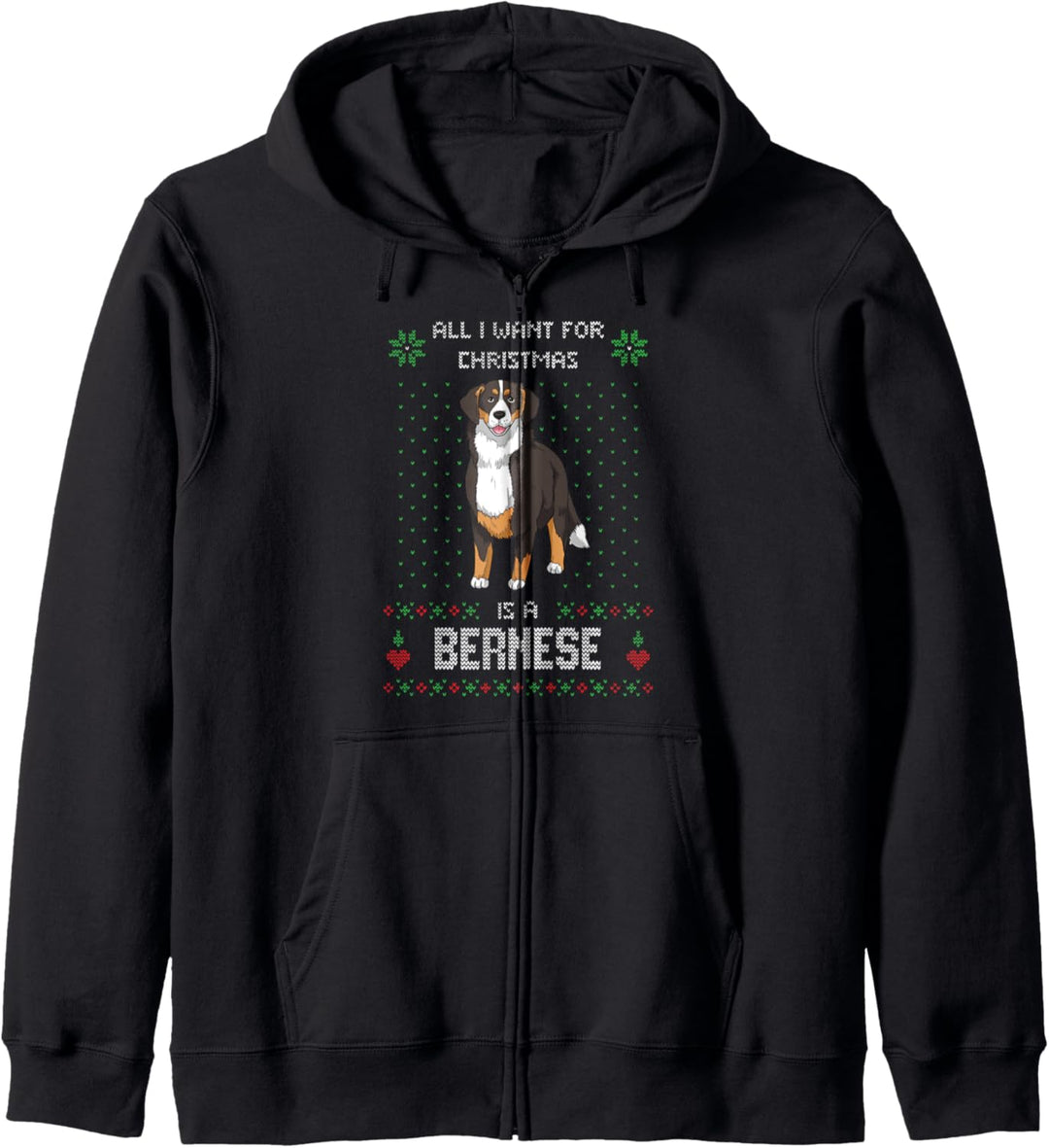 Berner Sennenhund Ugly Christmas Sweater Hund Weihnachten Kapuzenjacke