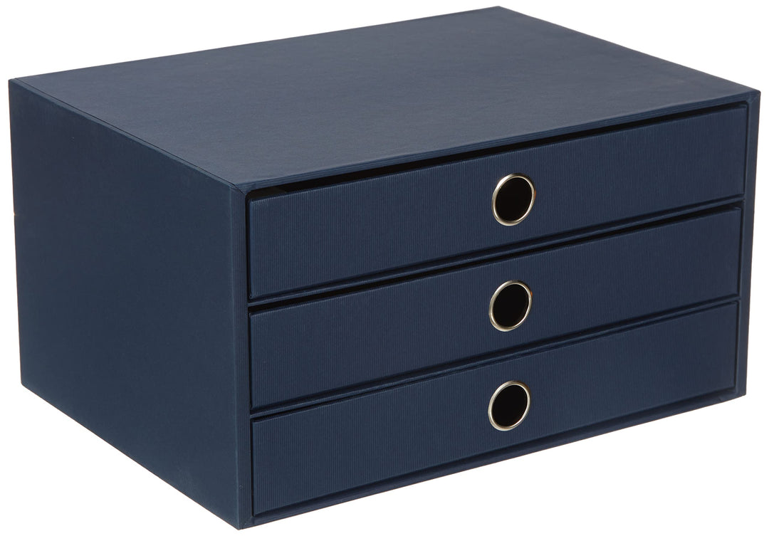 Rössler 1524452903 - S.O.H.O. 3er Schubladenbox für DIN A4, mit Griffloch, navy, Navy