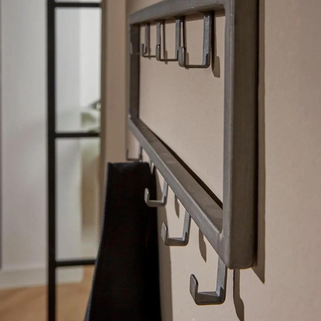 RINGO-Living Kleider Hakenleiste mit 9 Haken, Garderobe Haken Silber-matt, Jacken Garderobe für den