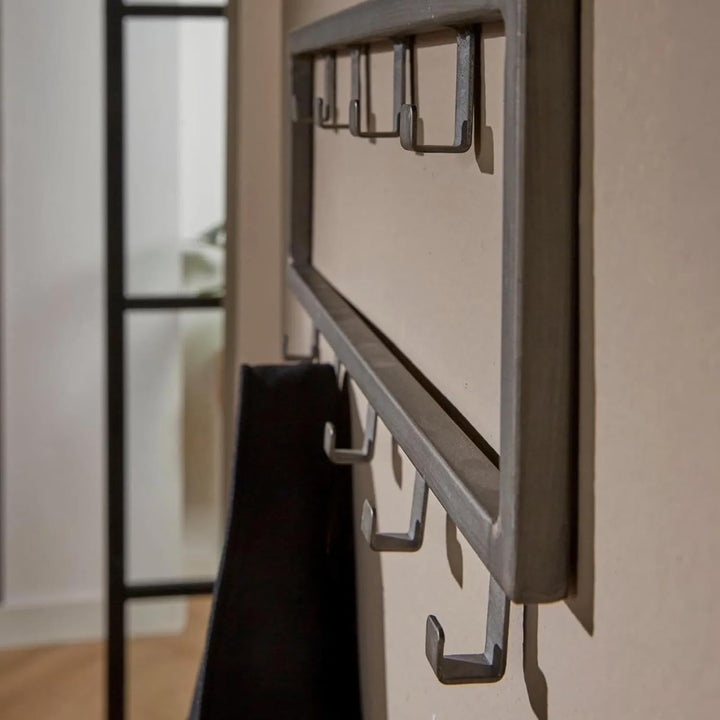 RINGO-Living Kleider Hakenleiste mit 9 Haken, Garderobe Haken Silber-matt, Jacken Garderobe für den