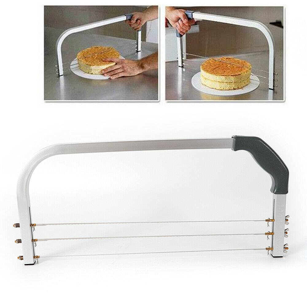 MINRS Tortenschneider, Tortenbodenschneider 3 Klingen Schneidehilfe Torte Verstellbarer Draht Kuchen