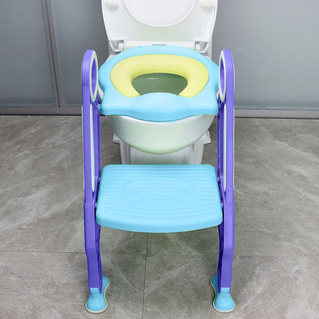 YRHome Toilettentrainer Toilettensitz Kinder mit Treppe Faltbar Töpfchentrainer Höhenverstellbar WC
