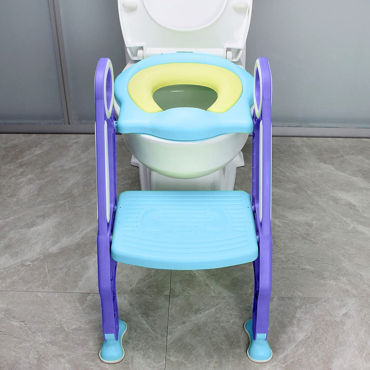YRHome Toilettentrainer Toilettensitz Kinder mit Treppe Faltbar Töpfchentrainer Höhenverstellbar WC