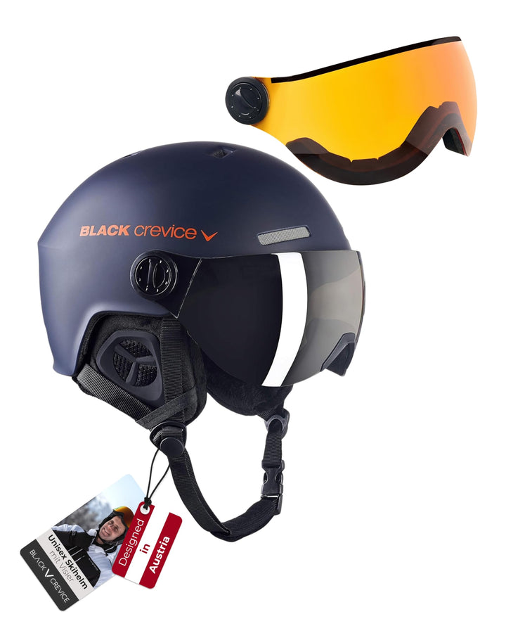 Black Crevice Skihelm Arlberg mit 2 Visier Gr. 51-54 CM (Herstellergrösse:S) navy/orange, Gr. 51-54