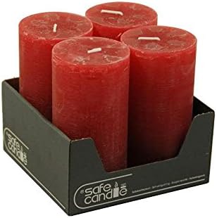 Rustikale Stumpenkerzen – 4 Stück - Wachskerzen/Rustickerzen/Adventskerzen Weihnachten (Rubin Rot, G