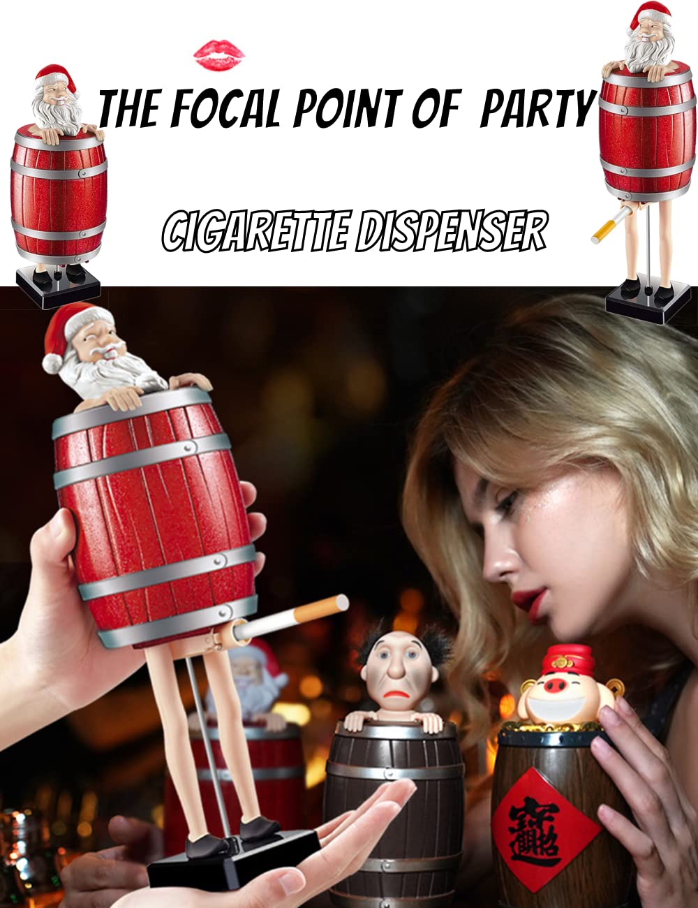 Weihnachtsmann Zigarettenspender,Lustiger Weihnachtsmann Im Holzfass Zigarettenschachtel,Weihnachtsf