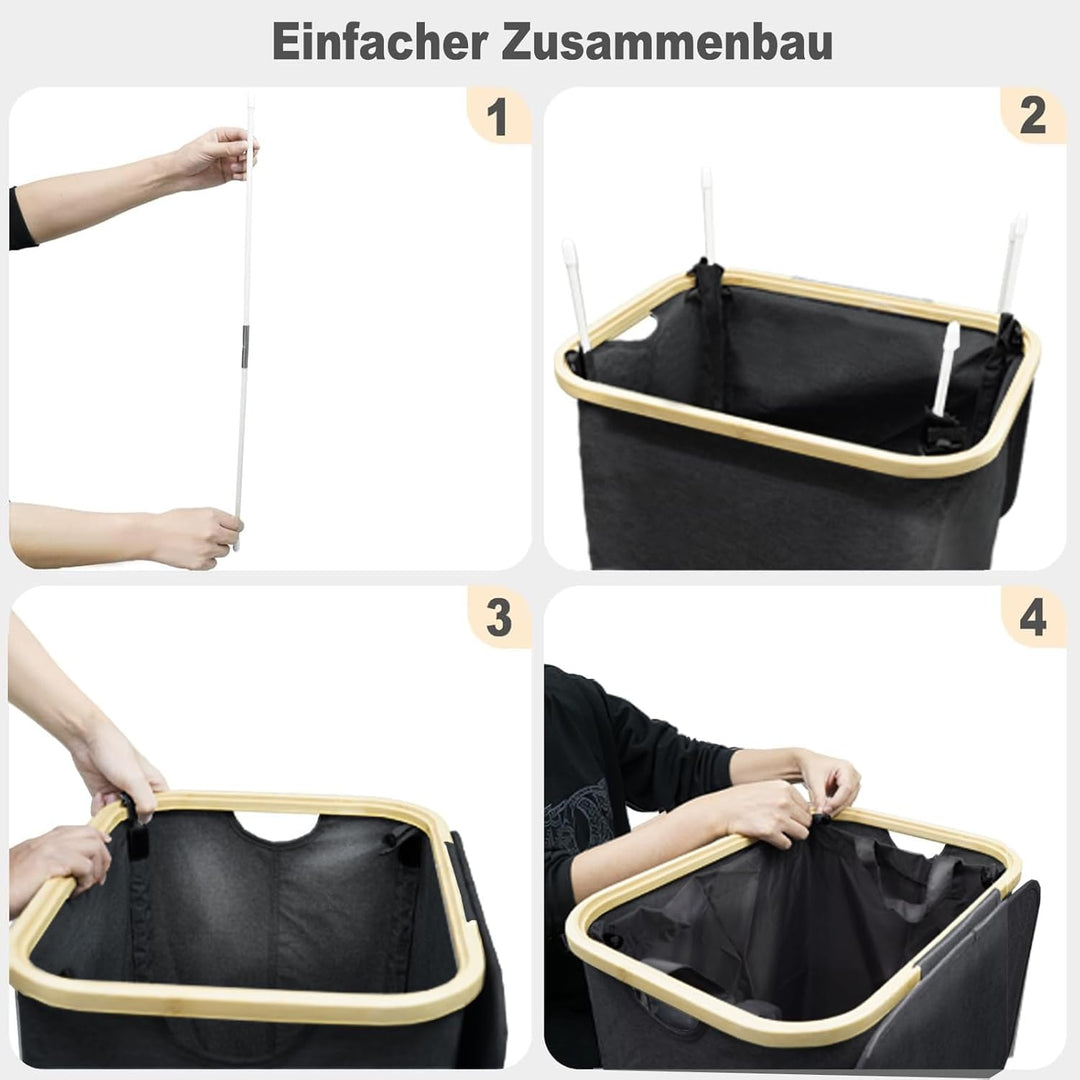 Wäschekorb mit Deckel Gross, 100L Wäschesammler schmal mit herausnehmbaren Wäschesack Laundry Basket