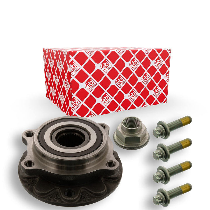febi bilstein 44333 Radlagersatz mit Radnabe, Achsmutter und Befestigungsschrauben , 1 Stück