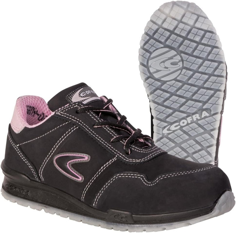 Cofra 78500-010.W37 ALICE S3 SRC Sicherheitsschuhe, Schwarz/Rosa, Grösse 37 37 EU, 37 EU