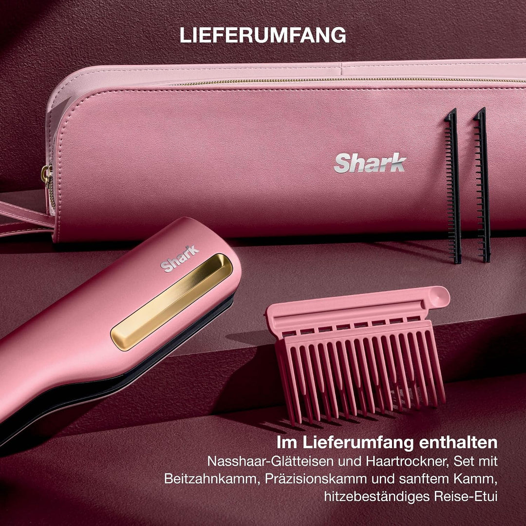Shark SilkiPro Straight Glätteisen + Haartrockner in einem mit hitzebeständiger Aufbewahrungsbox – R
