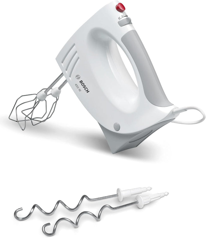 Bosch Handrührer MFQ3530, Handrührgerät, 2 Rührbesen, 2 Edelstahl-Knethaken,spülmaschinengeeignet, 5