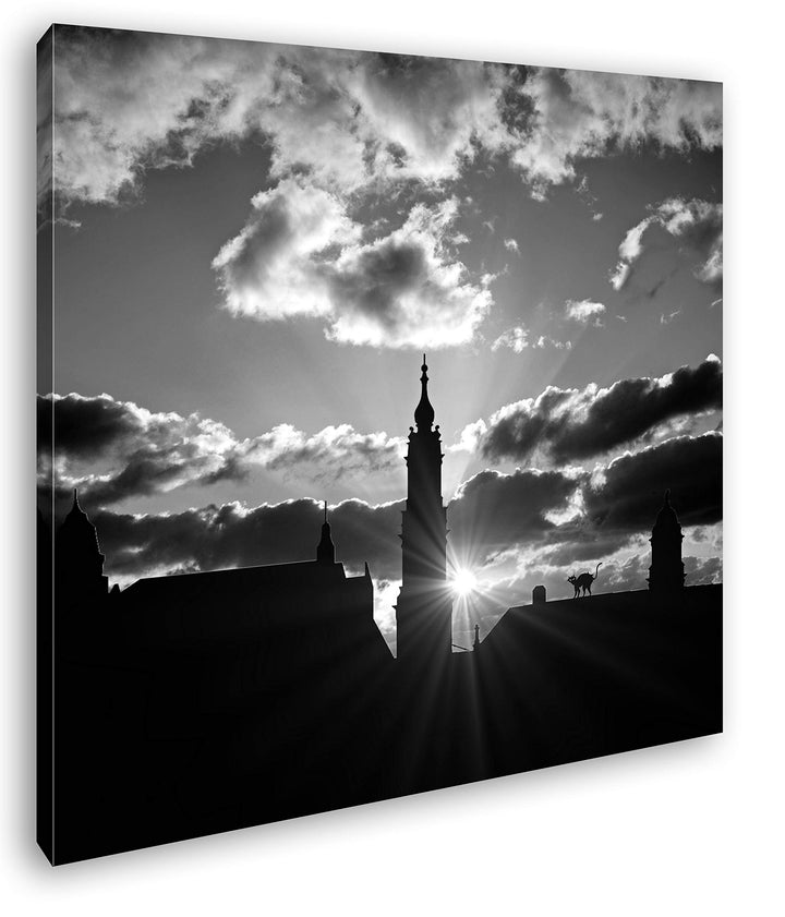 deyoli Sonnenaufgang über Dresdner Skyline Format: 60x60 Effekt: Schwarz&Weiss als Leinwandbild, Mot