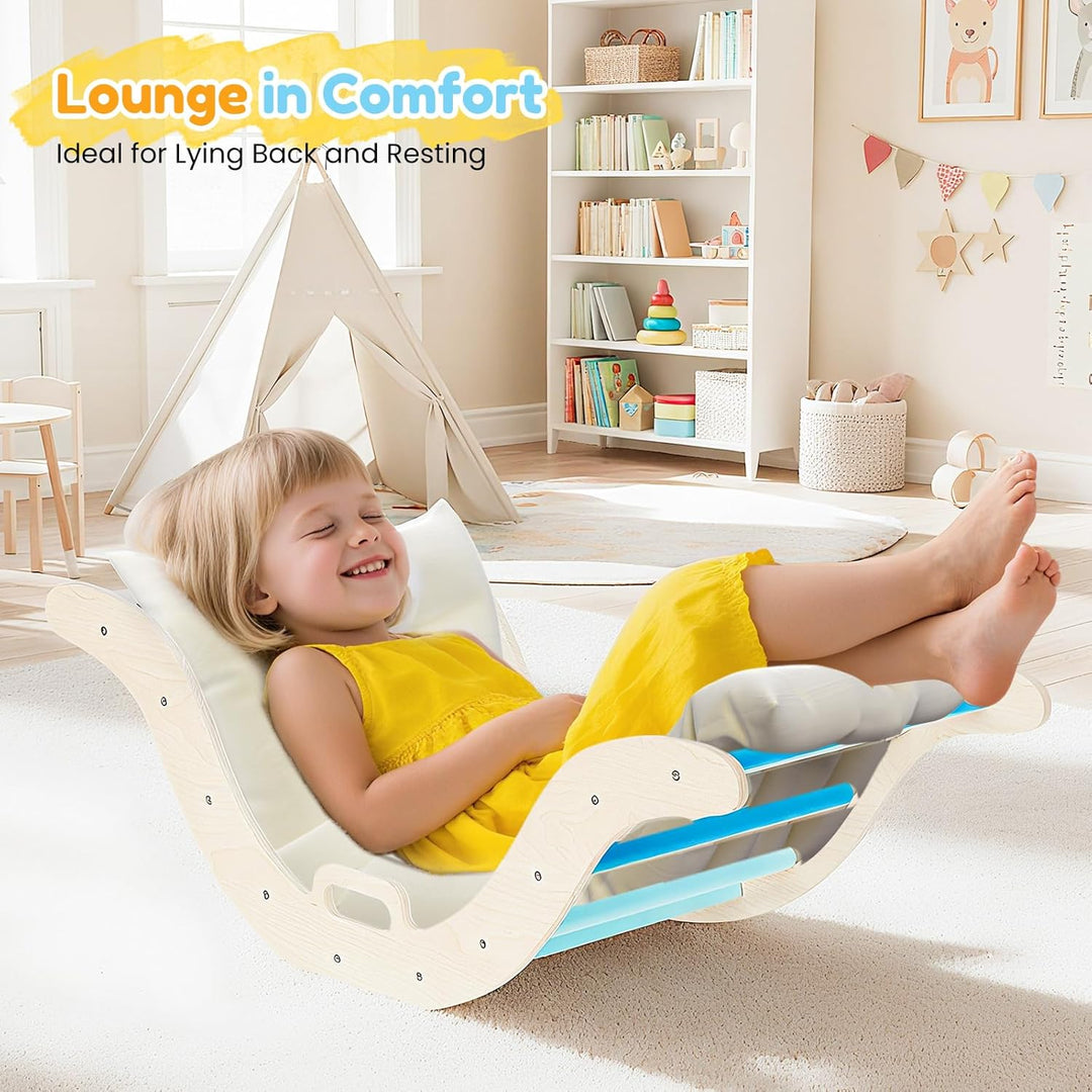 Klettergerüst für Kleinkinder, Kletterleiter aus Holz für Kinder mit gemütlichem Kissen, Indoor-Mont