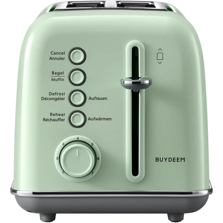 BUYDEEM 2-Slice Retro Toaster, Extra Wide Slots, Stainless Steel with High Lift Lever, Bagel and Muf