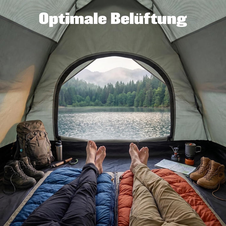 Zelt 2/3/4 Personen Campingzelt Pop Up - 40s Automatik Schnellaufbau 2-4 Mann Zelte Wasserdicht 3500