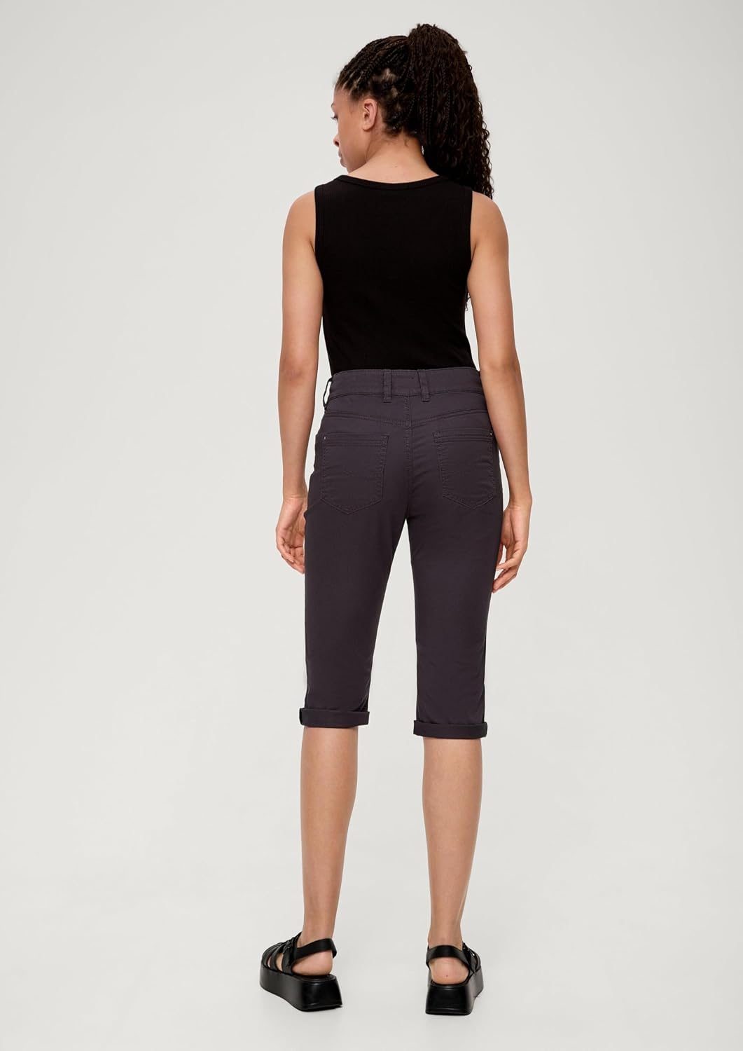 QS Slim: Capri aus Baumwollsatin 38 Grau, 38 Grau