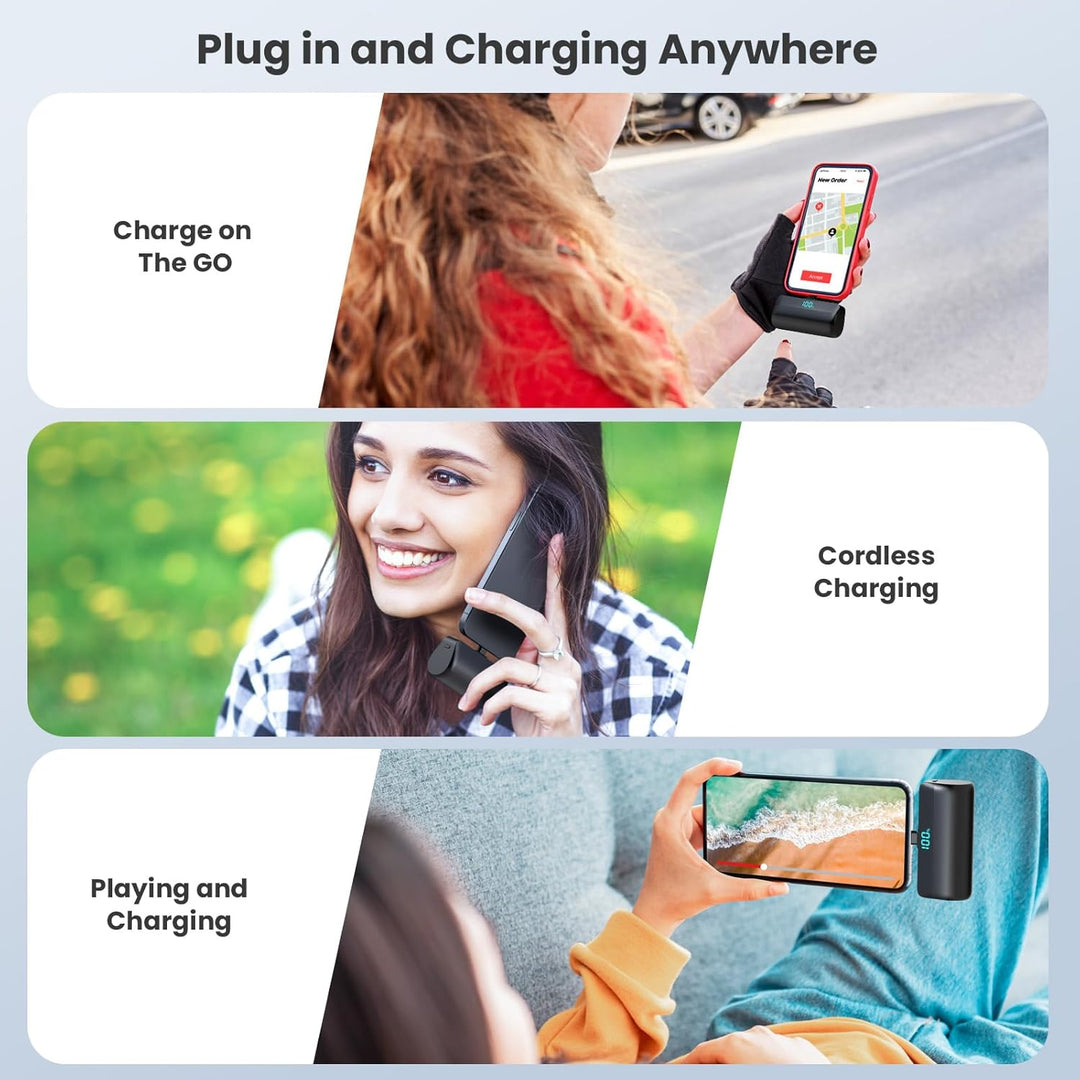 Feob Mini Power Bank 5200mAh für iPhone 17/16 Serie, PD 3A Schnellladung Powerbank USB C Externer Ak