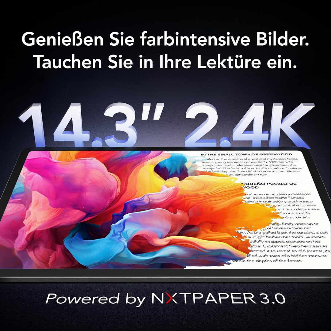 TCL NXTPAPER 14 Tablet mit Flipcase und T-Pen, 14,3" 2.4K NXTPAPER Display, 256GB Speicher, 8GB RAM