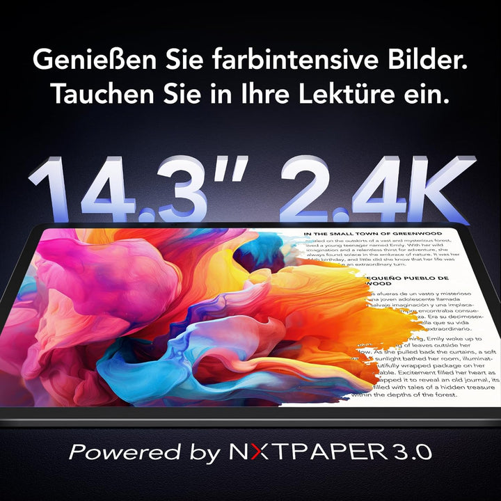 TCL NXTPAPER 14 Tablet mit Flipcase und T-Pen, 14,3" 2.4K NXTPAPER Display, 256GB Speicher, 8GB RAM
