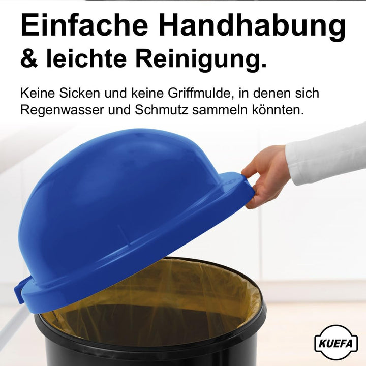 KUEFA HD 60L Müllsackständer, Mülleimer mit Scharnierdeckel und Klemm-Ring Gelber Sack, stabil, stra