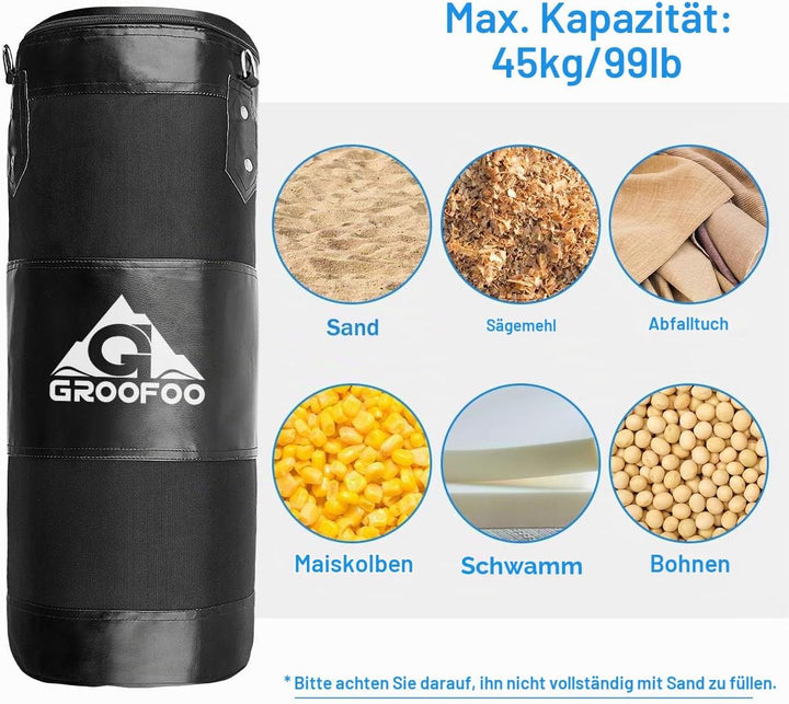 GROOFOO Boxsack Kinder Hochleistungs Oxford Boxsack für Kinder, Jugendliche und Erwachsene, UNGEFÜLL