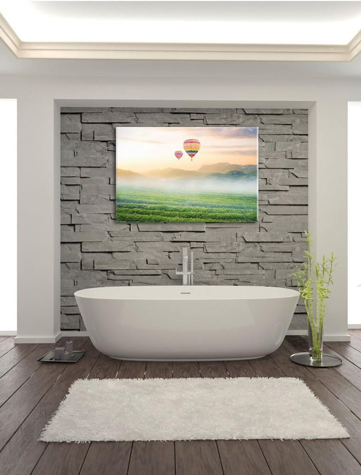 Pixxprint Heissluftballon Landschaft als Leinwandbild/Grösse: 100x70 / Wandbild/Kunstdruck/fertig be