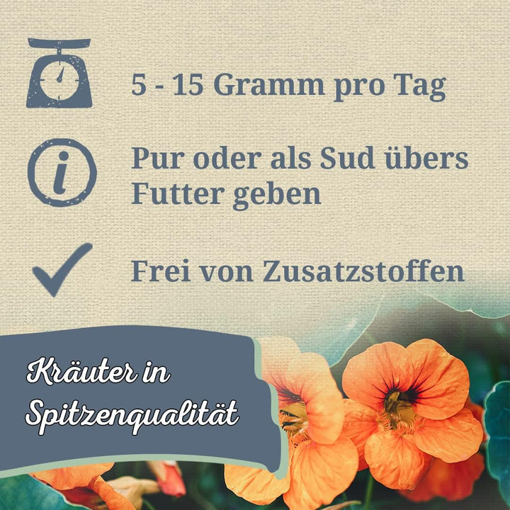 Krauterie Kapuzinerkresse für Pferde in Spitzenqualität - Artgerechtes Einzelfuttermittel für Pferde