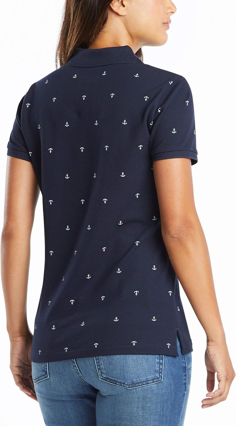 Nautica Damen Anchor Short Sleeve Breathable Stretch Cotton Polo Shirt Poloshirt S Navy, S Navy