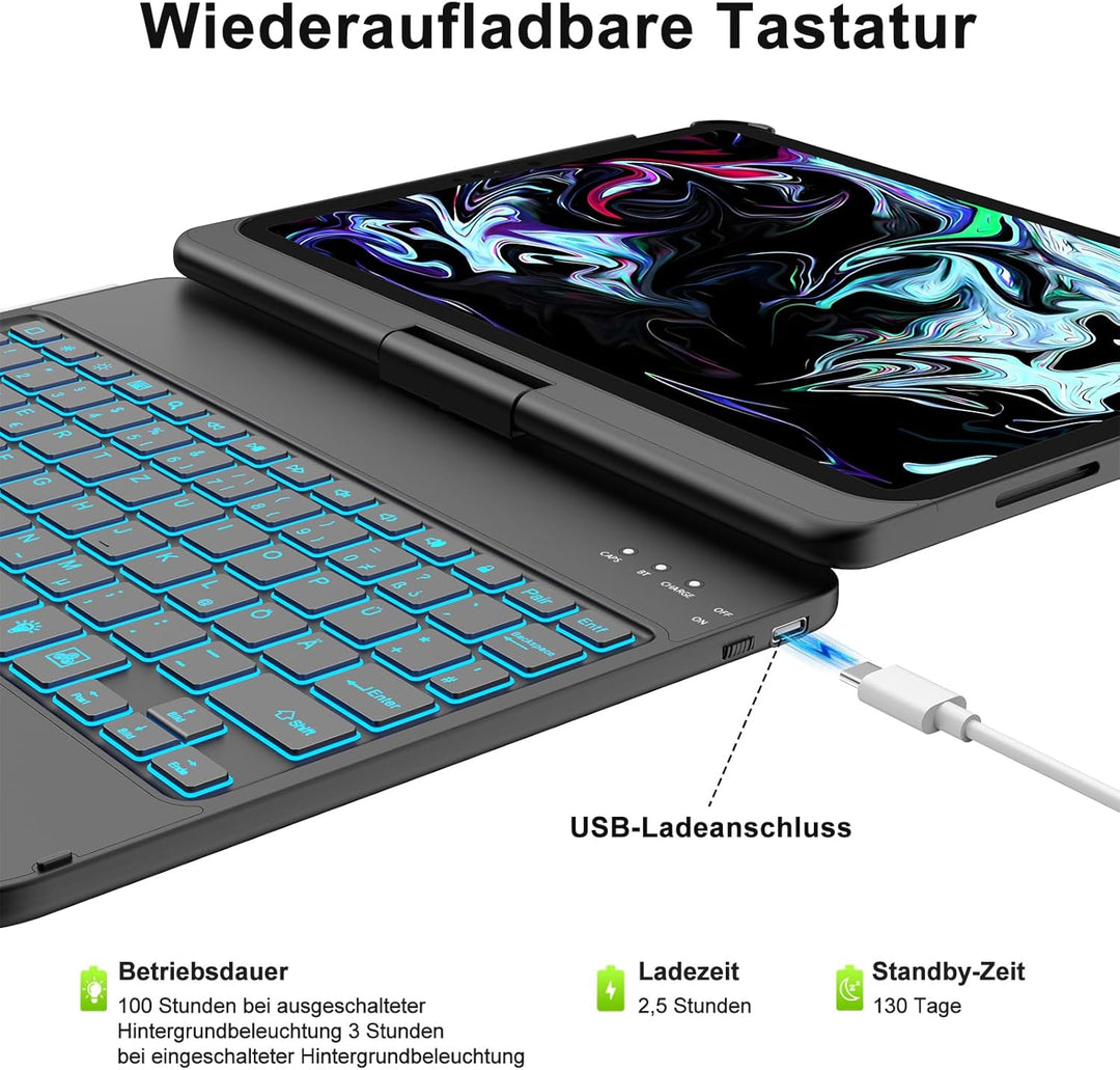 aMZCaSE für iPad 10. Generation 2022/A16 11.Generation 2025 (10,9/11 Zoll) Hülle mit Tastaturhülle,T