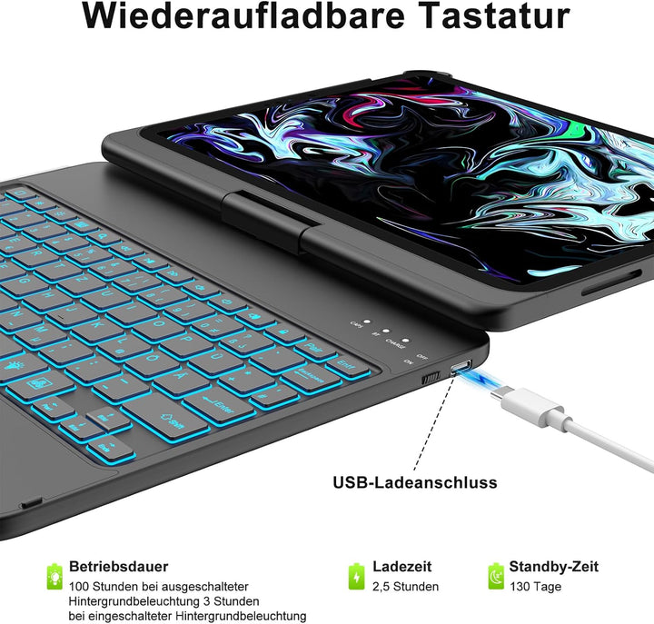 aMZCaSE für iPad 10. Generation 2022/A16 11.Generation 2025 (10,9/11 Zoll) Hülle mit Tastaturhülle,T