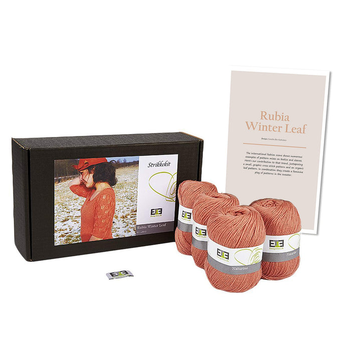 DesignEtte Dänemark 350 g, 3 grosse Naturino 100 Prozent Baumwolle, natürlich gefärbt, Winter Leaf S