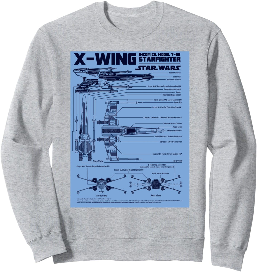 Star Wars X-Wing Schematic Specs Sweatshirt