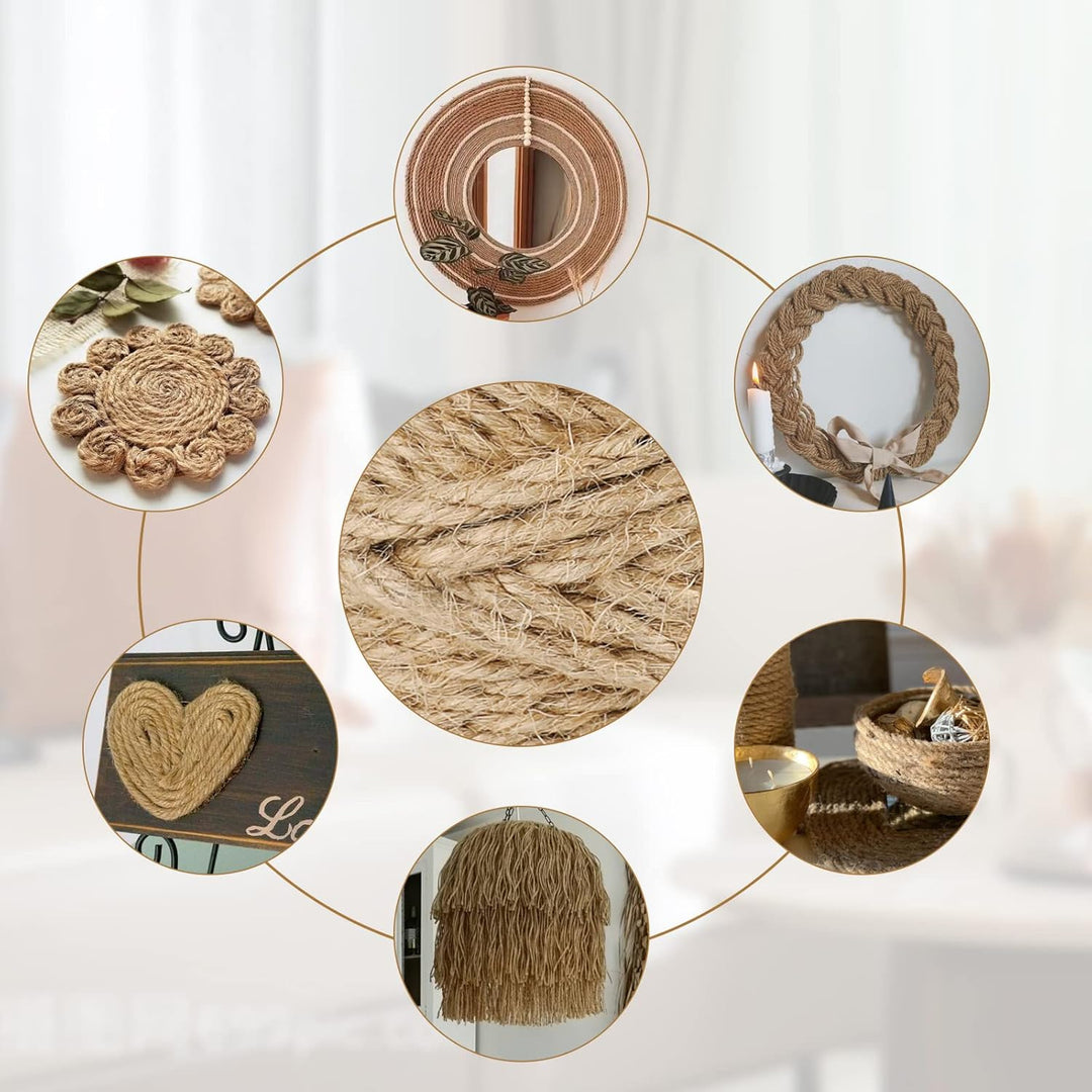KINGLAKE 6mm Juteschnur,50m Hanfseil Jutegarn Naturkordel Jute Seil Dicke Schnur Bastelschnur Für Ve