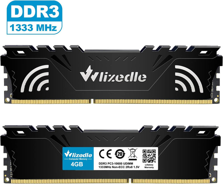DDR3 Desktop Memory RAM 4GB 1333MHz CL9 UDIMM, PC Arbeitsspeicher PC3-10600 240-Pin 1,5V Non-ECC 2Rx