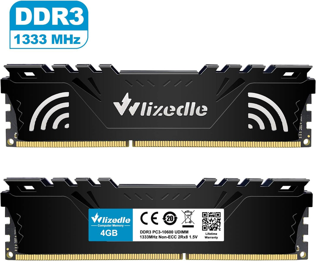 DDR3 Desktop Memory RAM 4GB 1333MHz CL9 UDIMM, PC Arbeitsspeicher PC3-10600 240-Pin 1,5V Non-ECC 2Rx