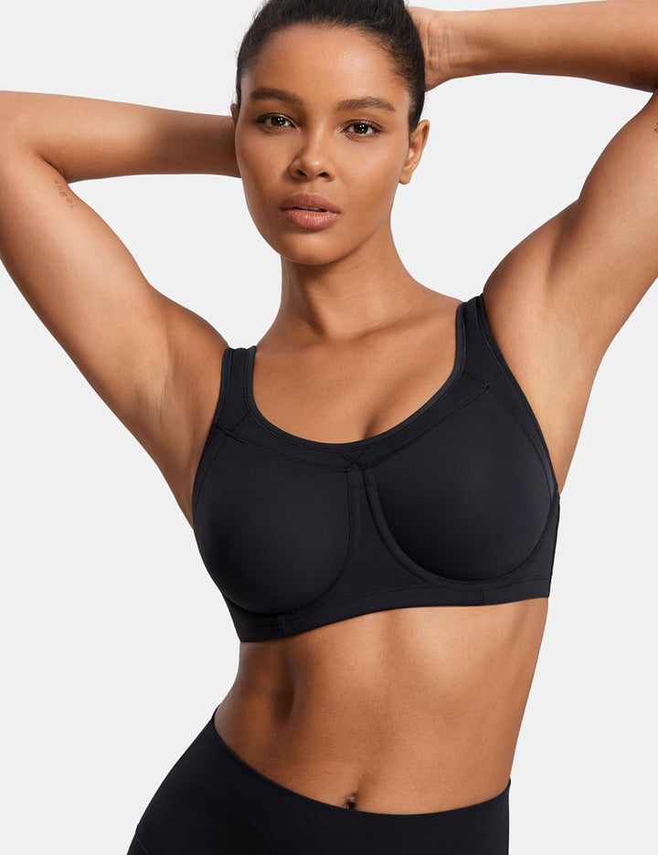 SYROKAN Damen Sport BH Bügel Starker Halt Grosse Brüste BHS mit Abnehmbaren Cups und Gepolsterten Tr