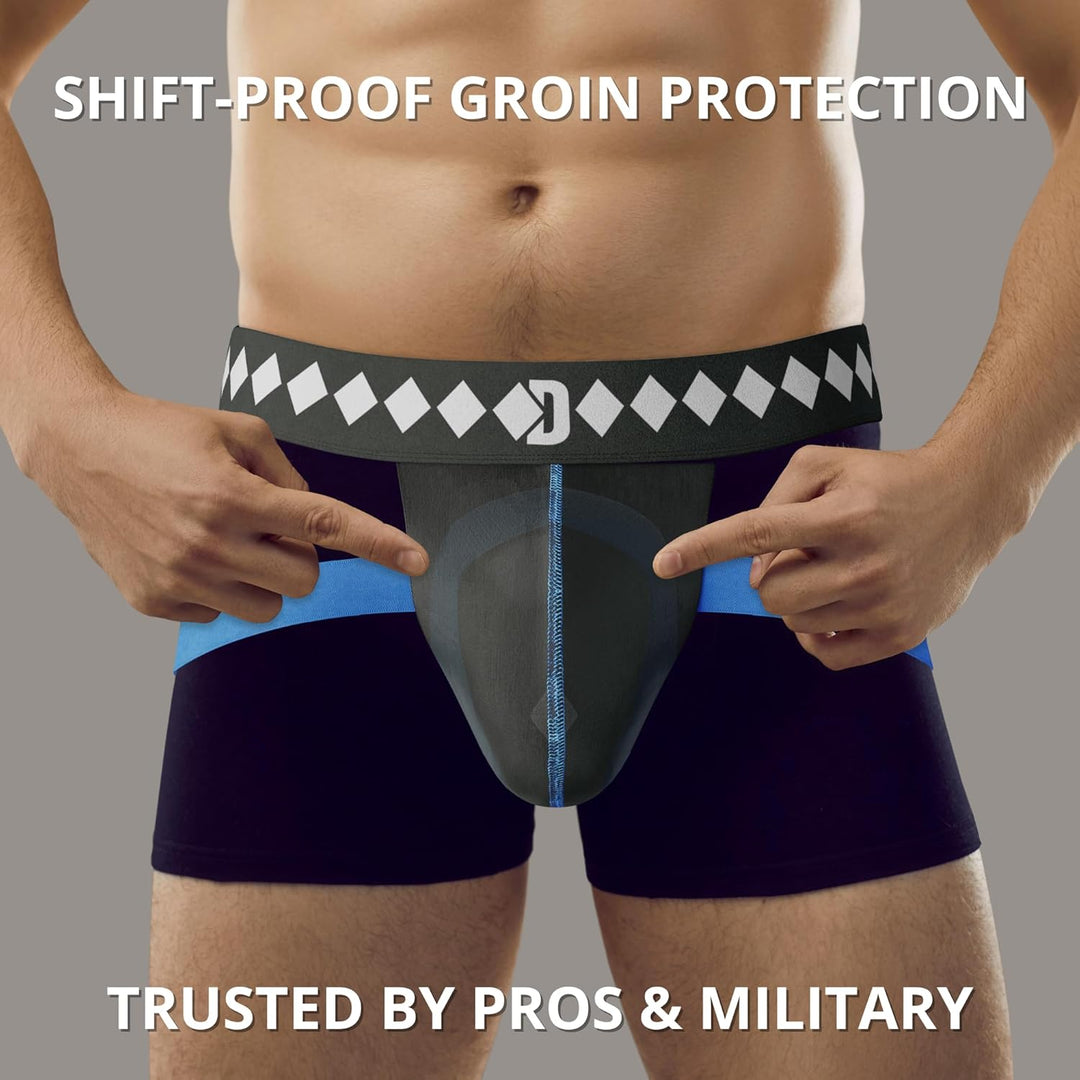 Diamond MMA Vierriemen Jock Strap Supporter mit integrierter athletischer Cup-Tasche für Sport Schwa