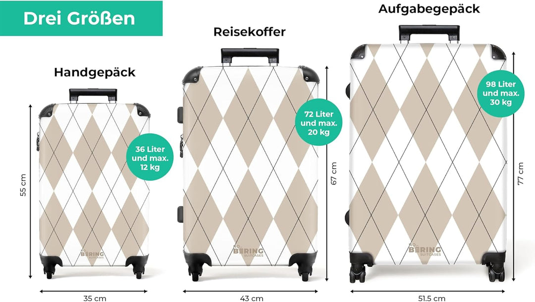 NoBoringSuitcases.com® Koffer XL Gross 77x51.5x28 cm Reisekoffer mit 4 Rollen Leicht Trolley Hartsch