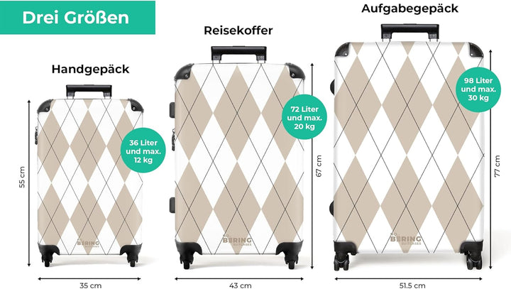 NoBoringSuitcases.com® Koffer XL Gross 77x51.5x28 cm Reisekoffer mit 4 Rollen Leicht Trolley Hartsch